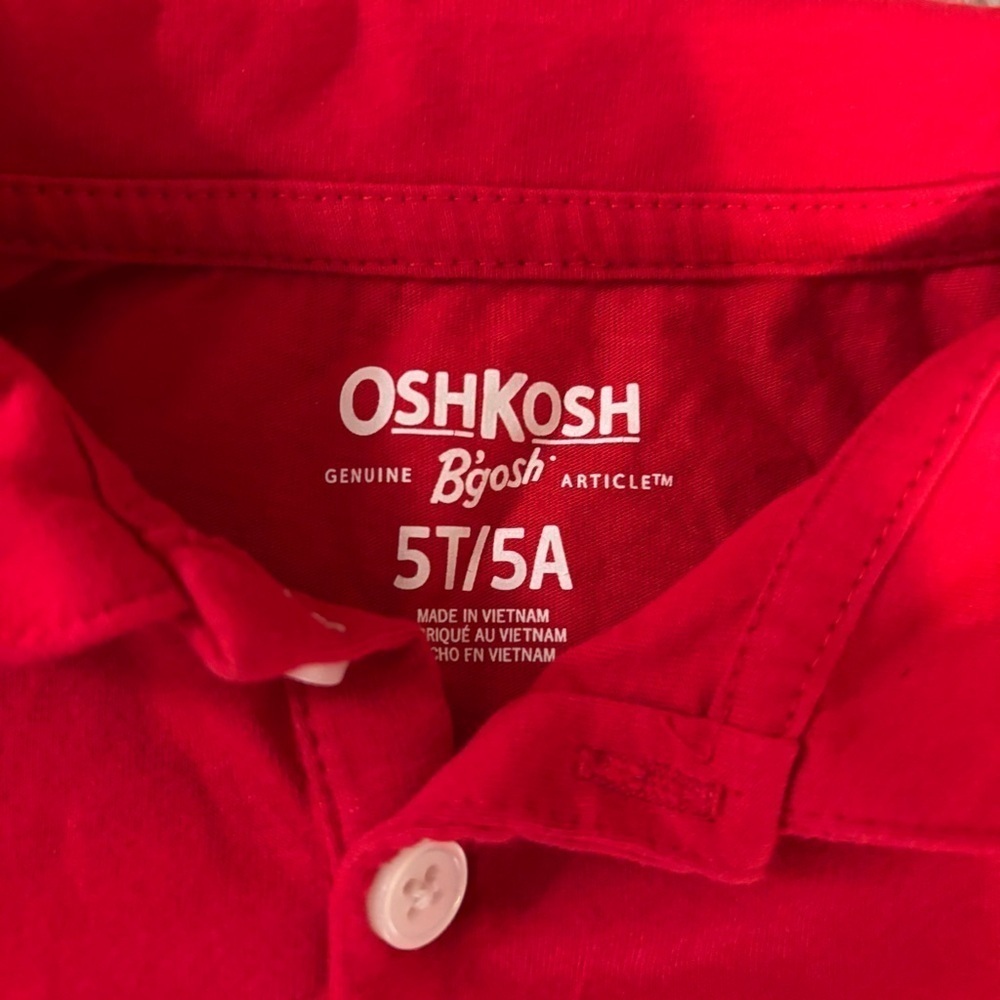 5T Osh Kosh B’Gosh Red Polo Shirt, Unisex - Picture 2 of 4
